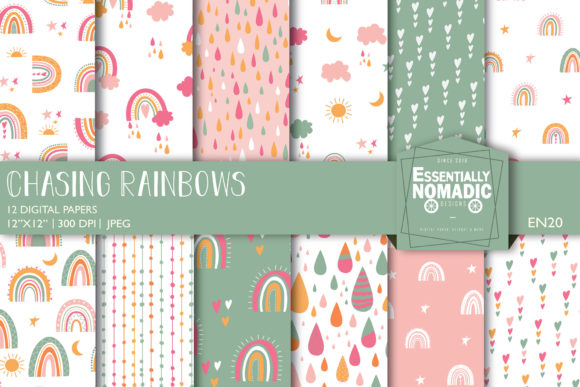 Boho Rainbow Seamless Digital Paper