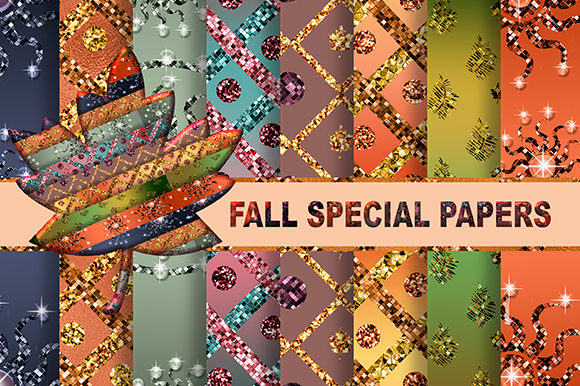 Fall Pattern with Glitter Foil Texture