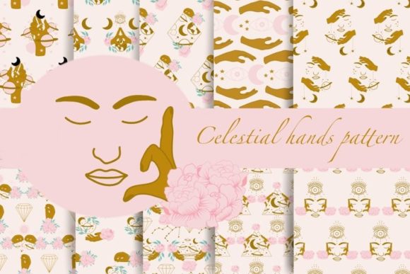 Gold and Pink Celestial Seamless Paper