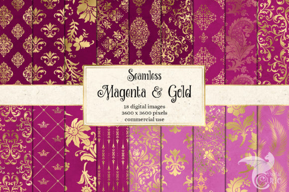 Magenta and Gold Digital Paper