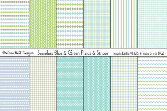 Seamless Blue Green Stripes Plaids