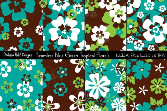 Seamless Blue Green Tropical Florals: A Versatile Design Collection