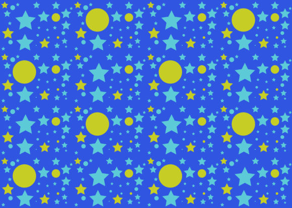 Seamless Pattern Circle Star Blue Yellow