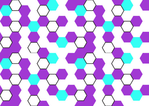 Seamless Pattern Hexagon Purple Blue