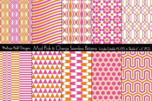 Seamless Pink Orange Mod Geometrics