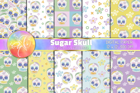 Sugar Skull Digital Paper Seamless