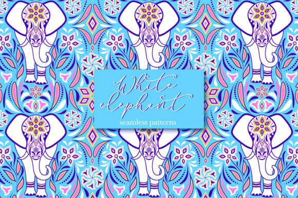 White Elephant Seamless Pattern